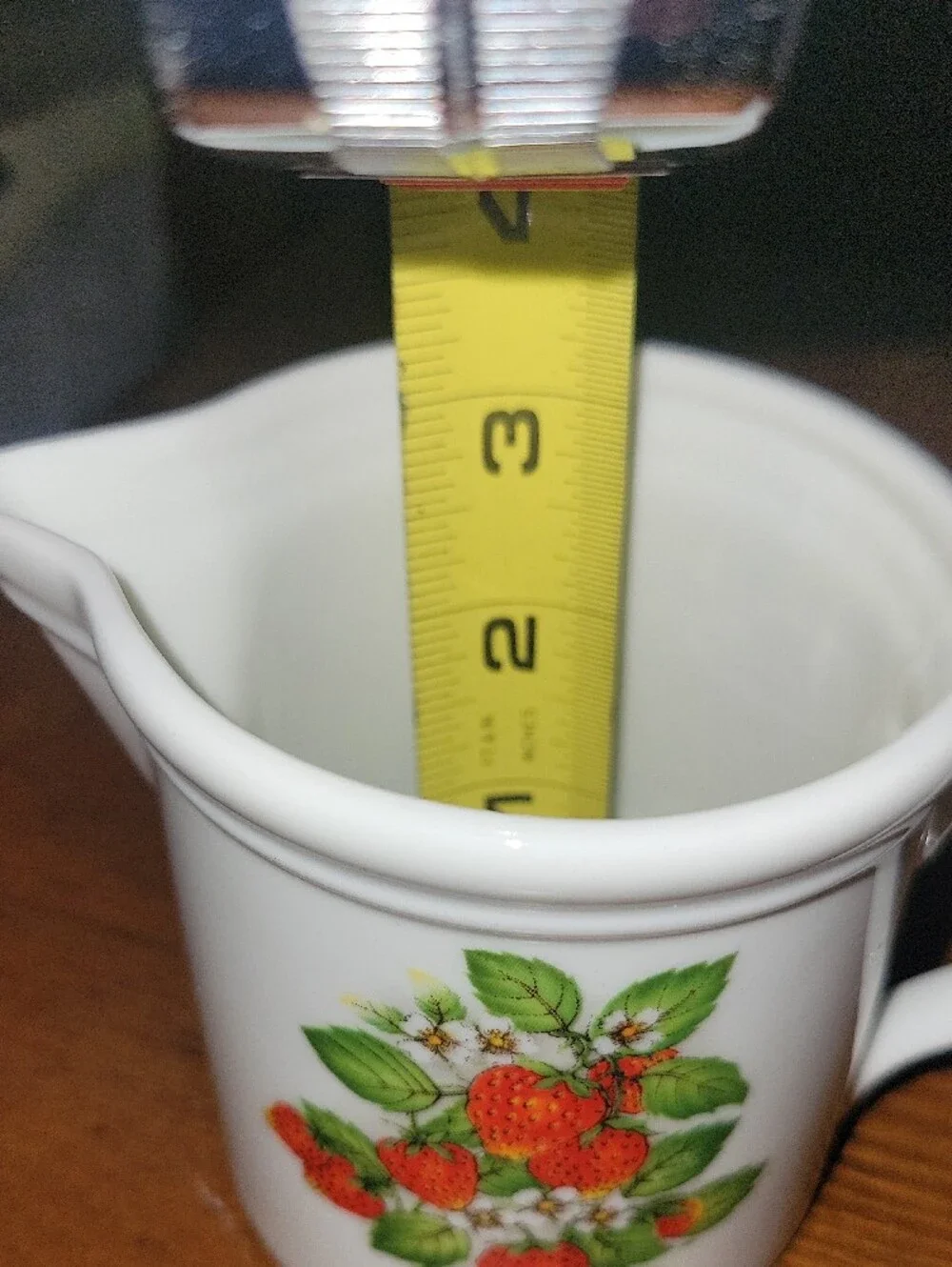White Ceramic Creamer with Strawberry Floral Motif
